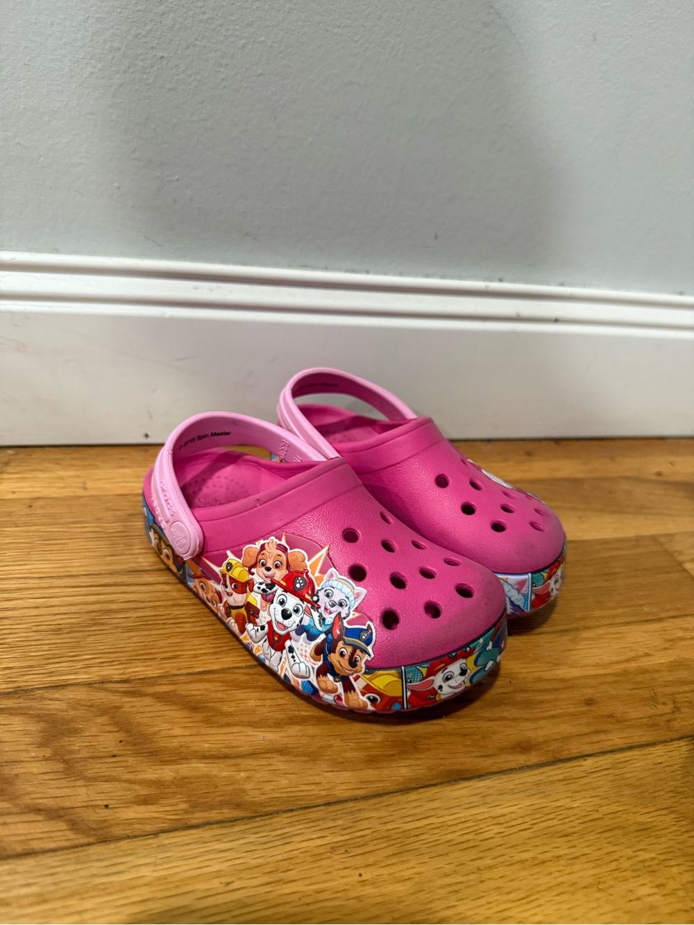 CROCS Kids' Pink Cartoon Character Clogs with Printed Sides